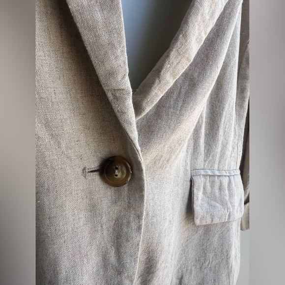 Cato Linen Blazer Womens Size XL Beige Basic Minimal Coastal Simple Jacket - Picture 2 of 9